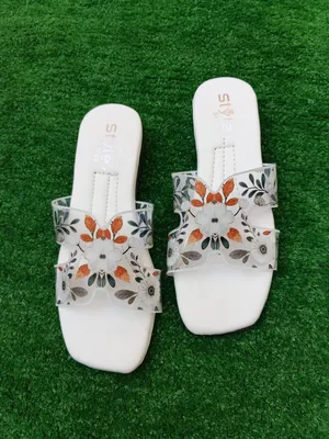 Women Floral Flat Sandals White Comfortable thumbnail 5