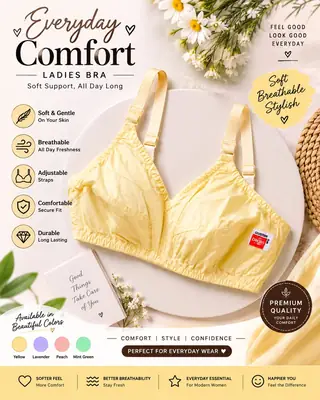 Cotton Plain Comfortable And Breathable Non-Padded Bra premium quality