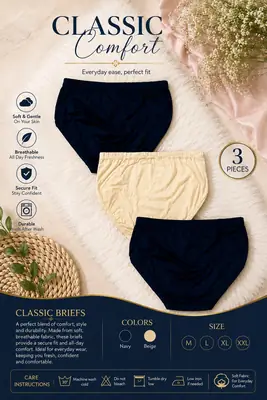 Cotton Plain Comfortable And Breathable Plain Panties premium quality