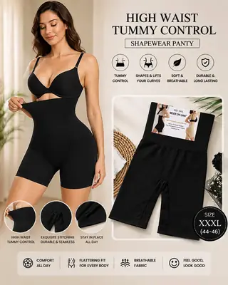 Women Shapewear Tummy Control Seamless Half Body Shaper Slimming Bodysuit Bamboo Body Shaper