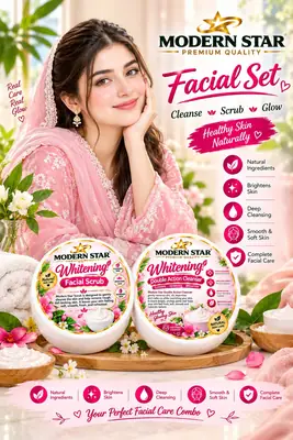 Facial kit whitening facial Scrub and double action cleanser