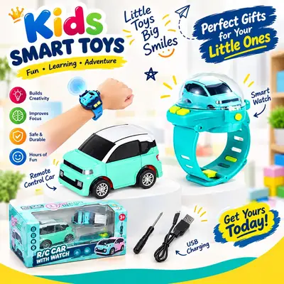 Boy's & Girl's Plastic City Road Design Mini RC Car Watch