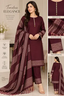 3 Pcs Women's Unstitched Plain Suit