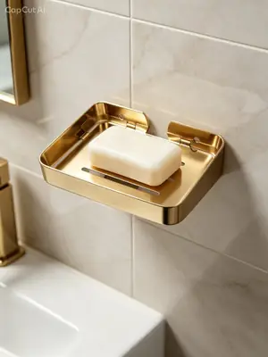Modern Rust-Proof Golden Soap Case for Bathroom & Kitchen