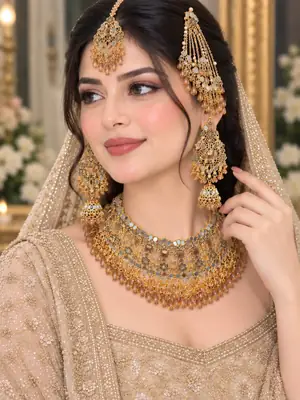 Bridal Gold Plated Zircon Necklace Set