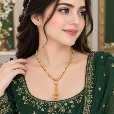 Ball Design 1 Carat Gold Plated Crystal Mala Set