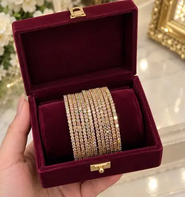12 Pcs Modern Design Gold Plated Multicolored Plain Bangle