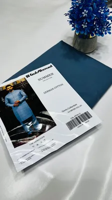 Men Blue Cotton Kurta Pyjama Suit Summer Wear thumbnail 2
