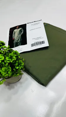 Men Green Cotton Kurta Pajama Suit Summer thumbnail 3