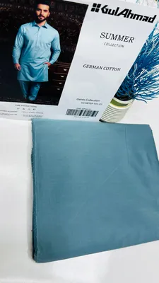 Men Cotton Plain Blue Suit Summer Wear thumbnail 3