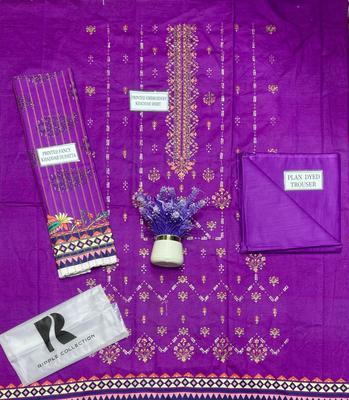 Purple Embroidered Khaddar Suit for Women Wedding Party Wear thumbnail 5