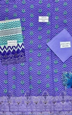 Purple Printed 3-Piece Lawn Suit for Women thumbnail 5