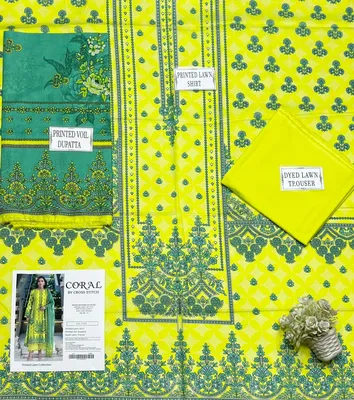 Green Printed Lawn 3-Piece Suit for Women thumbnail 3