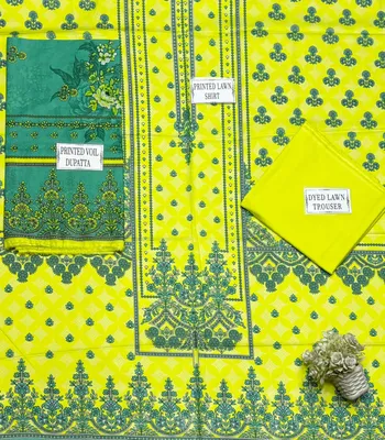 Green Printed Lawn 3-Piece Suit for Women thumbnail 4