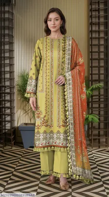 Golden Printed Lawn 3-Piece Suit Set