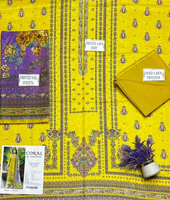 Golden Printed Lawn 3-Piece Suit Set thumbnail 3