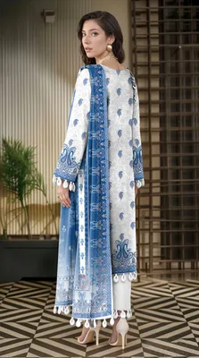 White Printed Lawn 3Pcs Women Suit Set thumbnail 2