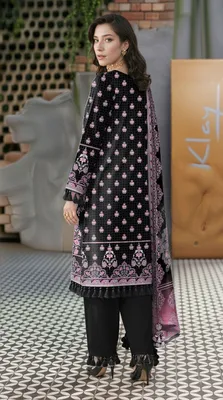 Black Printed Lawn 3Pcs Women Suit Set thumbnail 2