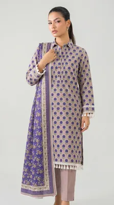Pakistani Printed Lawn 3-Piece Set Peach thumbnail 2