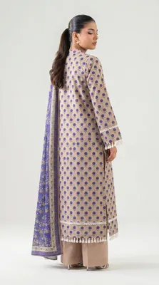 Pakistani Printed Lawn 3-Piece Set Peach thumbnail 3