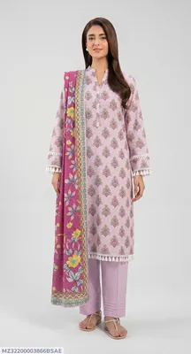 Pink Printed 3-Piece Lawn Suit with Dupatta for Women