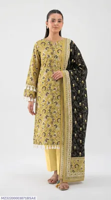 Golden Printed 3-Piece Lawn Suit for Women
