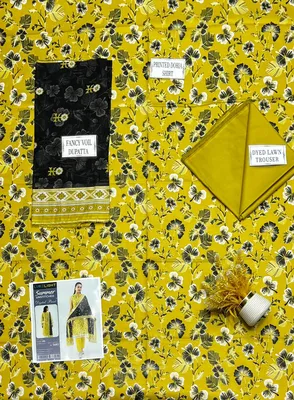 Golden Printed 3-Piece Lawn Suit for Women thumbnail 4