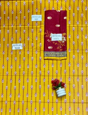Golden Printed 3 Pcs Women's Lawn Suit thumbnail 4
