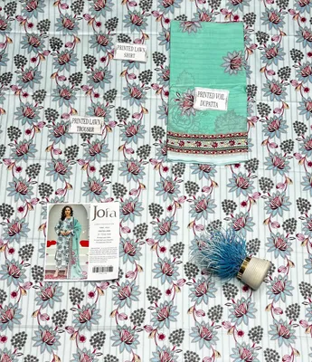 Women's 3-Piece Printed Lawn Suit Off White thumbnail 3