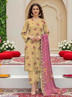 Women's 3-Piece Printed Lawn Suit Yellow