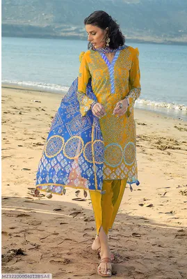 3 Pcs Women's Unstitched Printed Suit Shirt Fabric thumbnail 1