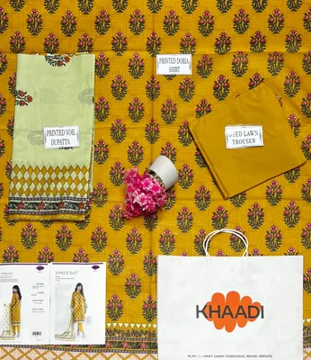 3 Pcs Women's Unstitched Printed Suit thumbnail 3
