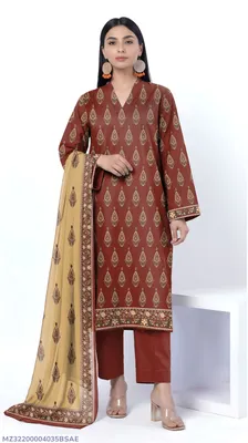 3 Pcs Women's Unstitched Printed Suit