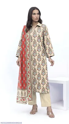 3 Pcs Women's Unstitched Printed Suit