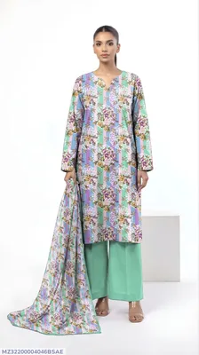 3 Pcs Women's Unstitched Printed Suit
