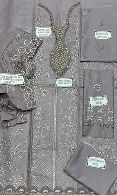 3 Pcs Women's Unstitched Embroidered Suit thumbnail 3