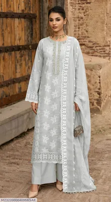 3 Pcs Women's Unstitched Embroidered Suit