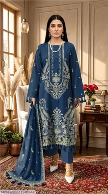 3 Pcs Women's Unstitched Embroidered Suit