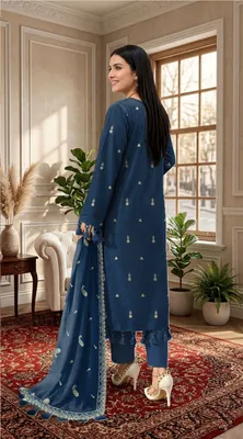 3 Pcs Women's Unstitched Embroidered Suit thumbnail 2