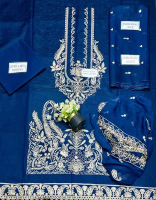 3 Pcs Women's Unstitched Embroidered Suit thumbnail 4