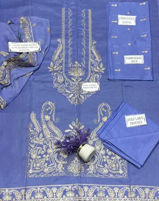 3 Pcs Women's Unstitched Embroidered Suit thumbnail 4