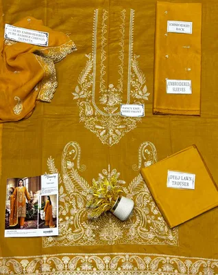 3 Pcs Women's Unstitched Embroidered Suit thumbnail 3