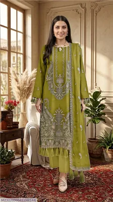 3 Pcs Women's Unstitched Embroidered Suit