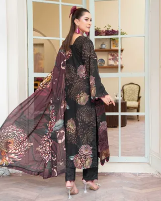 3 Pcs Women's Unstitched Printed Suit thumbnail 2