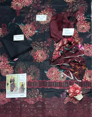 3 Pcs Women's Unstitched Printed Suit thumbnail 3