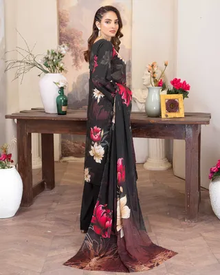 3 Pcs Women's Unstitched Printed Suit thumbnail 2
