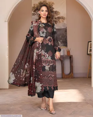 3 Pcs Women's Unstitched Printed Suit
