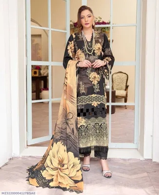 3 Pcs Women's Unstitched Printed Suit