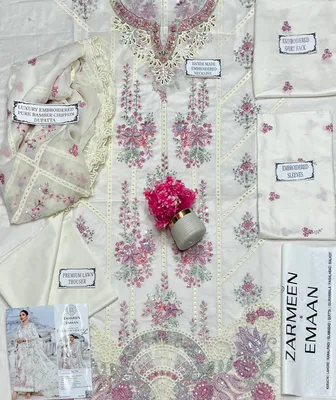 3 Pcs Women's Unstitched Embroidered Suit thumbnail 2