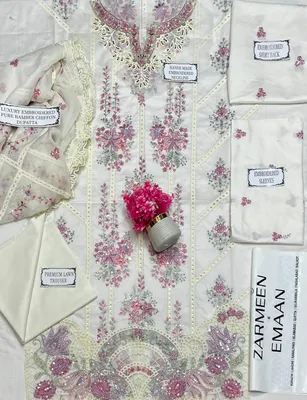 3 Pcs Women's Unstitched Embroidered Suit thumbnail 3
